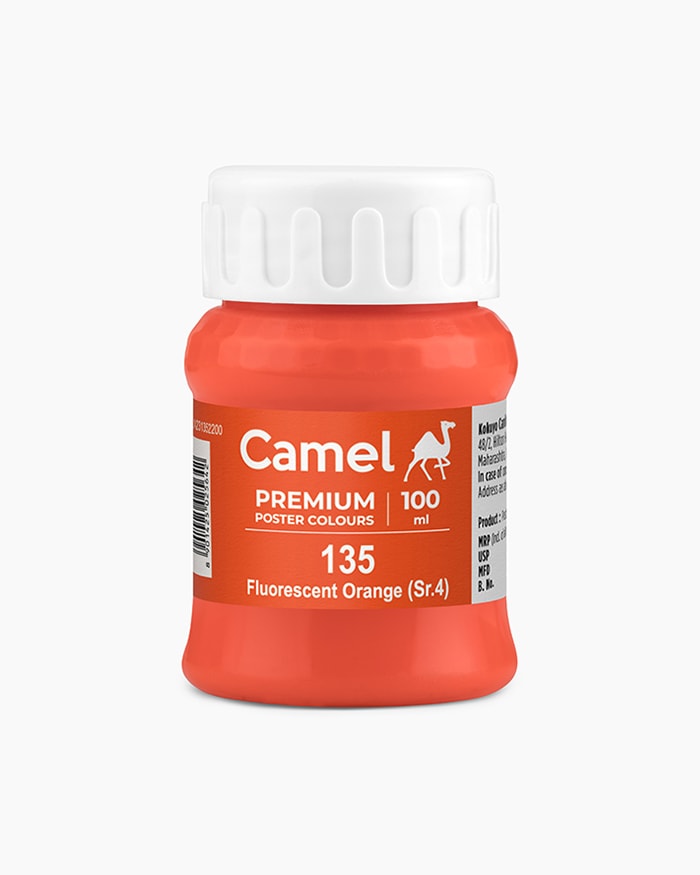 Premium Poster Colours Individual bottle of Fluorescent Orange in 100 ml