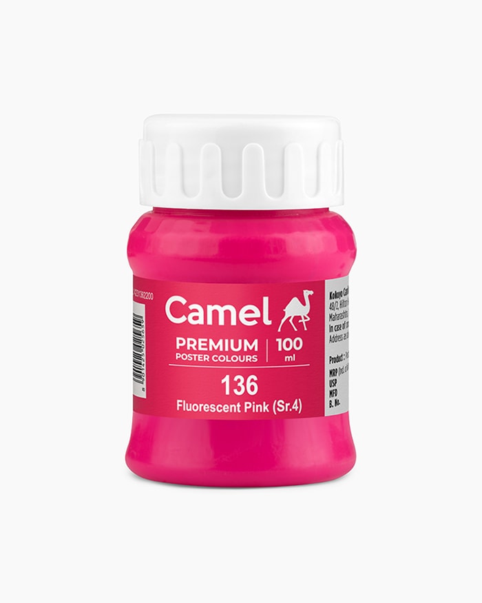 Premium Poster Colours Individual bottle of Fluorescent Pink in 100 ml