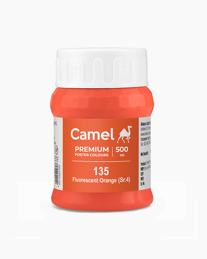 Premium Poster Colours Individual jar of Fluorescent Orange in 500 ml