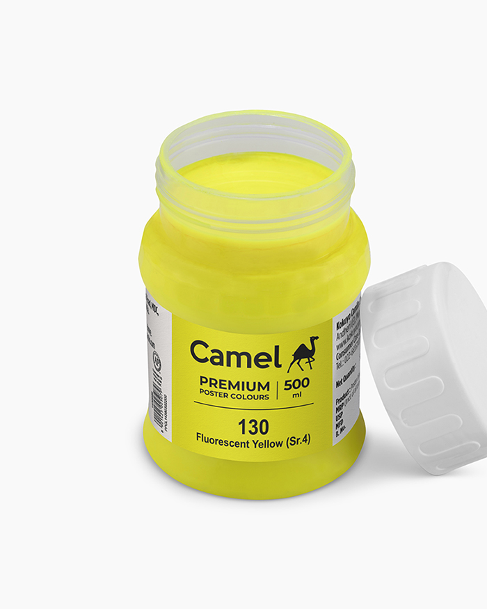 Premium Poster Colours Individual jar of Fluorescent Yellow in 500 ml