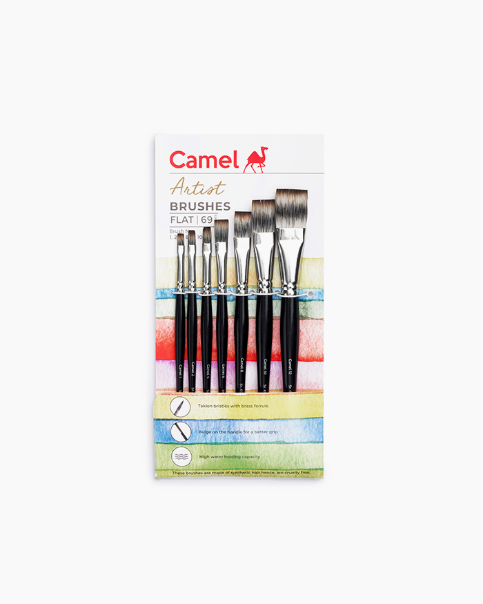 Camel Artist Brushes Assorted pack of 7 brushes, Flat - Series 69