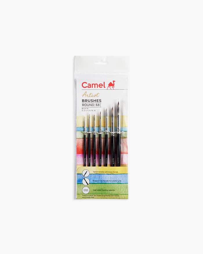 Camlin Artist Brushes Assorted pack of 7 brushes, Round - Series 68