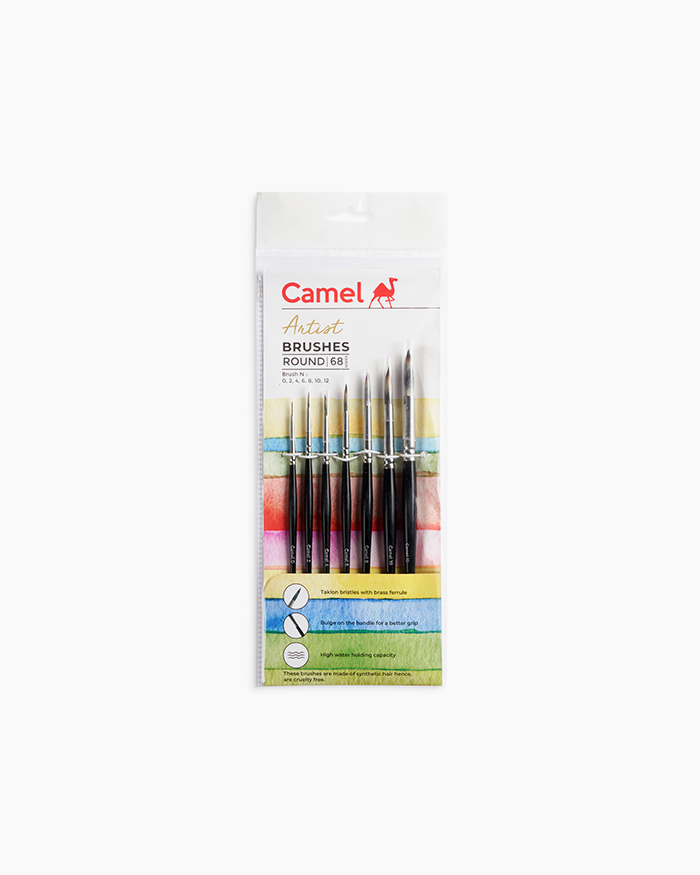 Camel Artist Brushes Assorted pack of 7 brushes, Round - Series 68