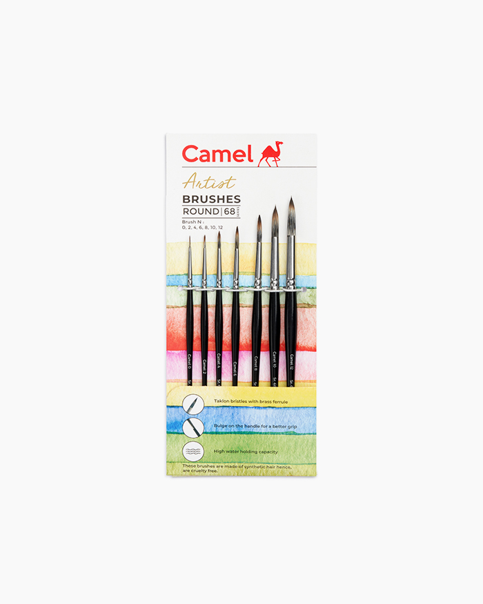Camel Artist Brushes Assorted pack of 7 brushes, Round - Series 68