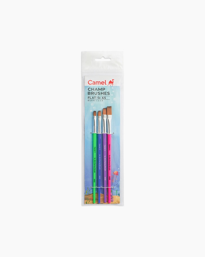 Camel Champ Brushes Assorted pack of 4 brushes, Flat - Series 65