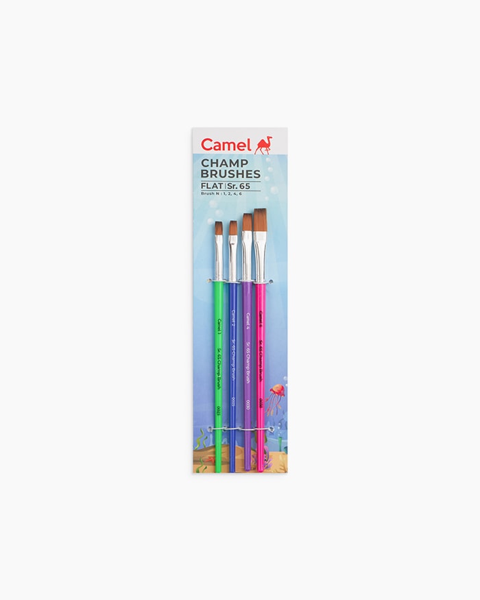 Camel Champ Brushes Assorted pack of 4 brushes, Flat - Series 65