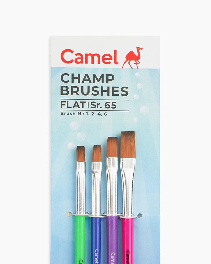 Camel Champ Brushes Assorted pack of 4 brushes, Flat - Series 65