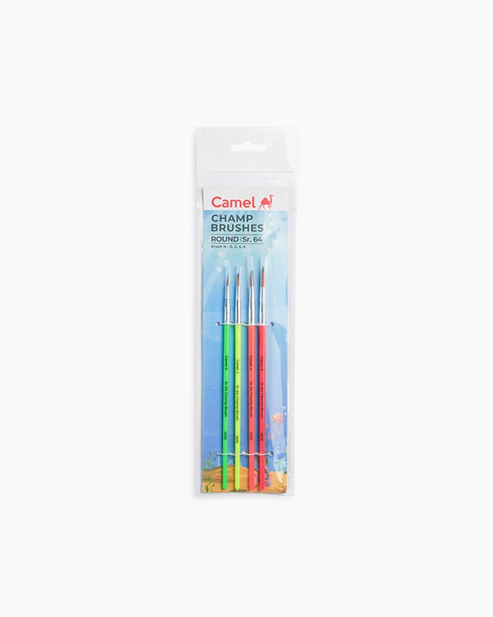 Camel Champ Brushes Assorted pack of 4 brushes, Round - Series 64