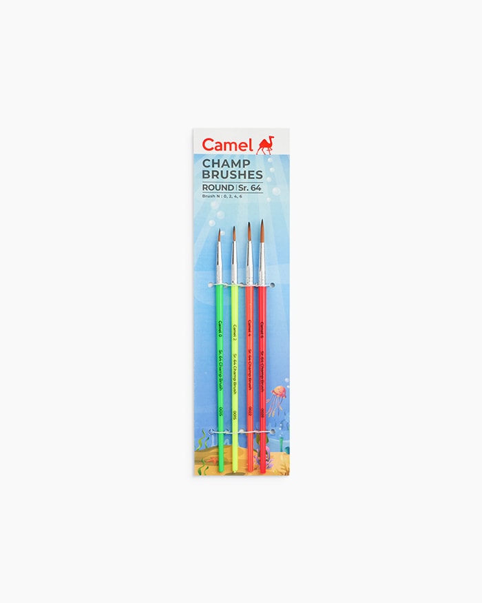 Camel Champ Brushes Assorted pack of 4 brushes, Round - Series 64