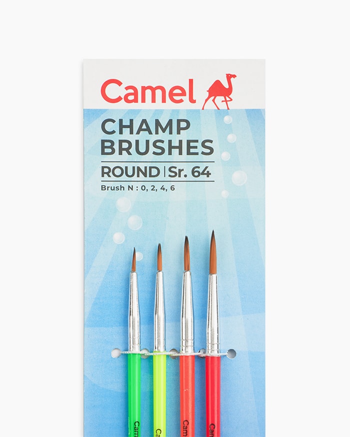 Camel Champ Brushes Assorted pack of 4 brushes, Round - Series 64