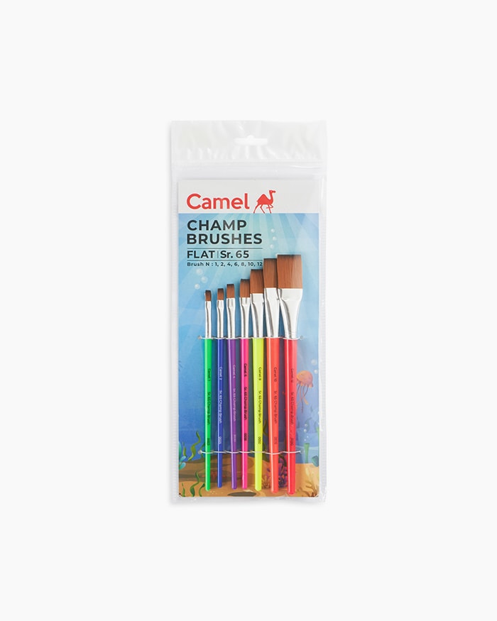 Camel Champ Brushes Assorted pack of 7 brushes, Flat - Series 65