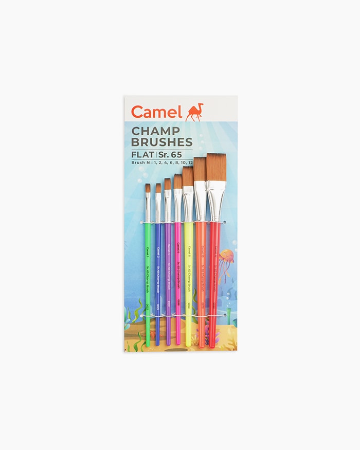 Camel Champ Brushes Assorted pack of 7 brushes, Flat - Series 65