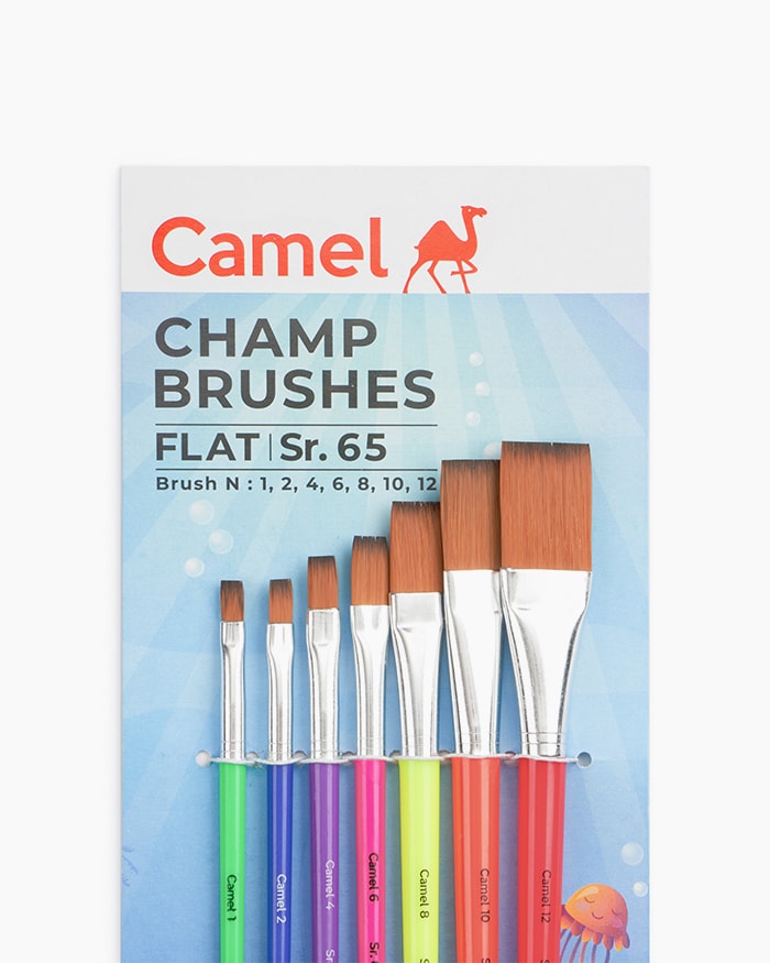 Camel Champ Brushes Assorted pack of 7 brushes, Flat - Series 65
