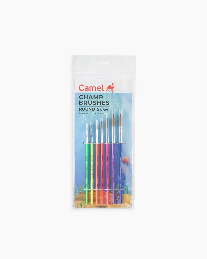 Camel Champ Brushes Assorted pack of 7 brushes, Round - Series 64