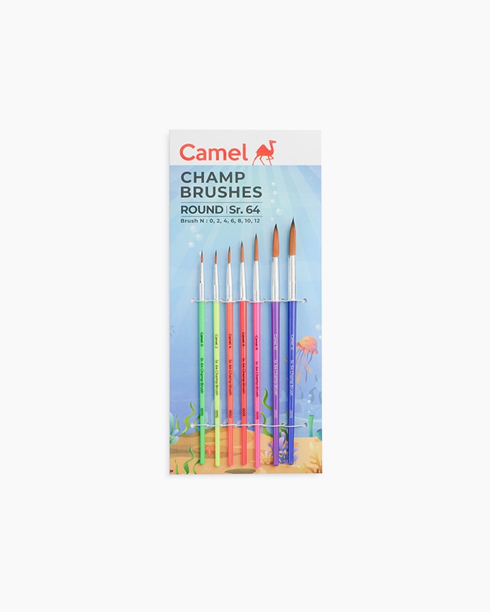 Camel Champ Brushes Assorted pack of 7 brushes, Round - Series 64