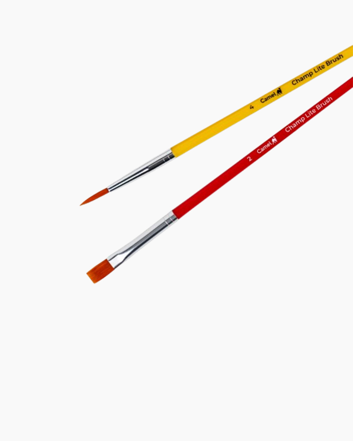 Camel Champ Lite Brushes Assorted pack of 2 brushes, Round – 4 & Flat - 2
