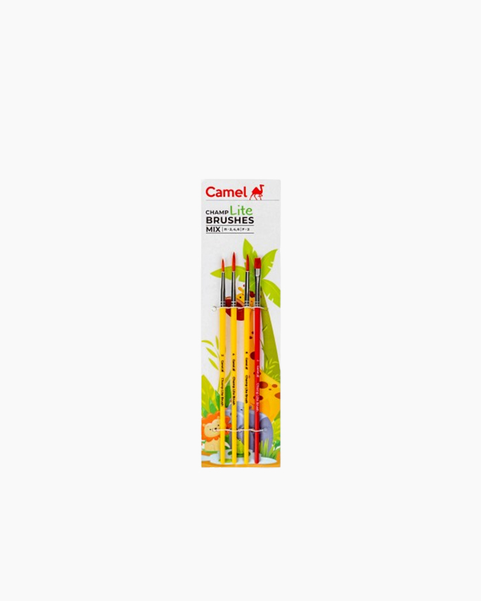 Camel Champ Lite Brushes Assorted pack of 4 brushes, Round – 2, 4, 6 & Flat - 2