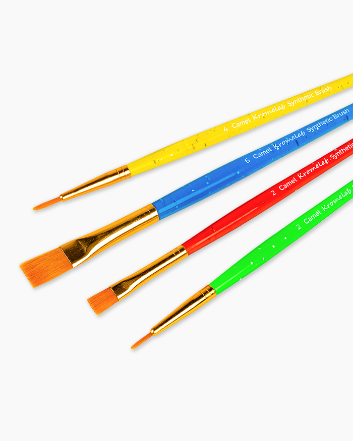 Camel Kromelab Synthetic Brushes Assorted pack of 4 brushes - Round & Flat