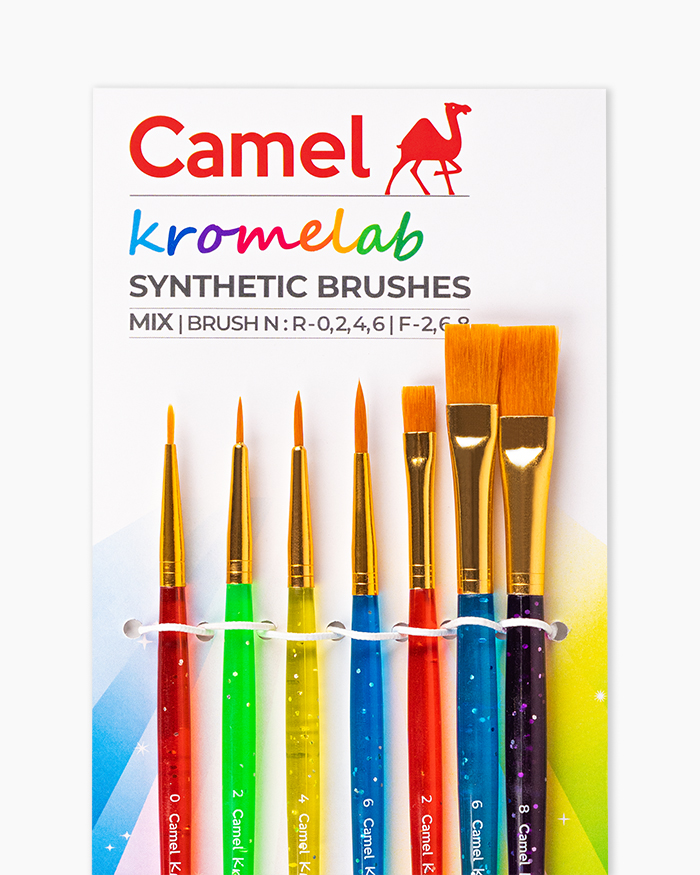 Camel Kromelab Synthetic Brushes Assorted pack of 7 brushes - Round & Flat