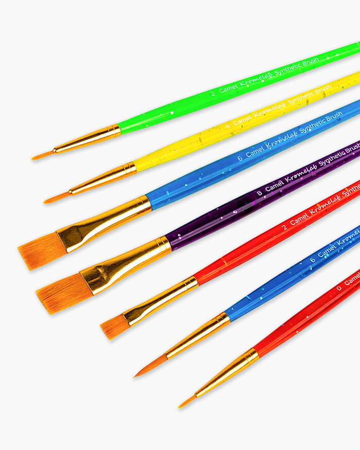 Camel Kromelab Synthetic Brushes Assorted pack of 7 brushes - Round & Flat