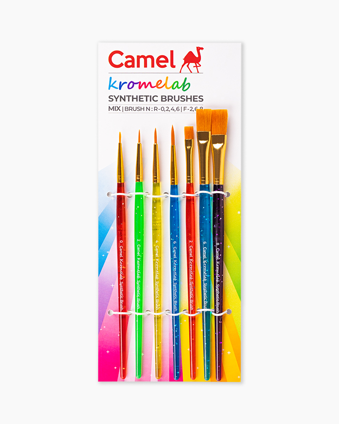 Camel Kromelab Synthetic Brushes Assorted pack of 7 brushes - Round & Flat