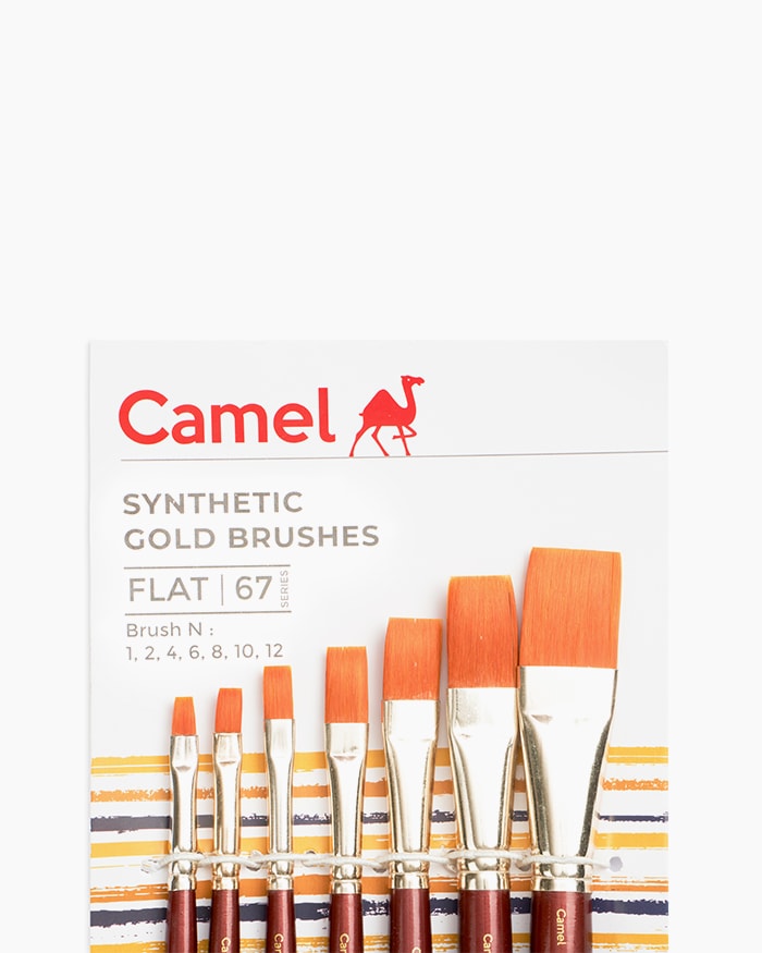 Camel Synthetic Gold Brushes Assorted pack of 7 brushes, Flat - Series 67