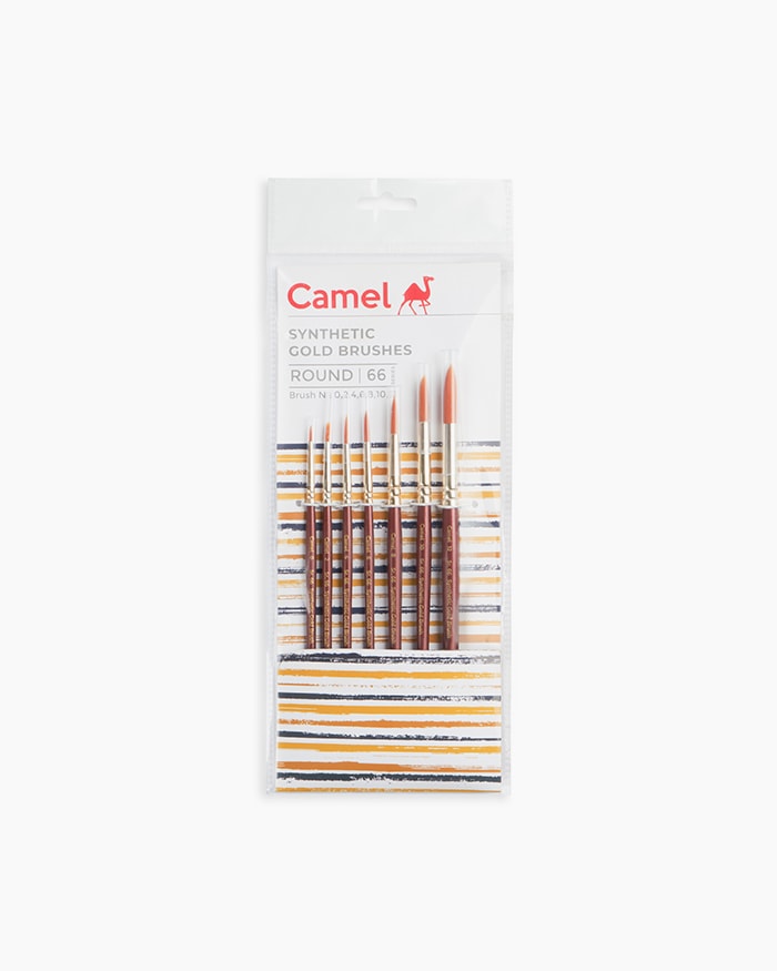 Camel Synthetic Gold Brushes Assorted pack of 7 brushes, Round - Series 66