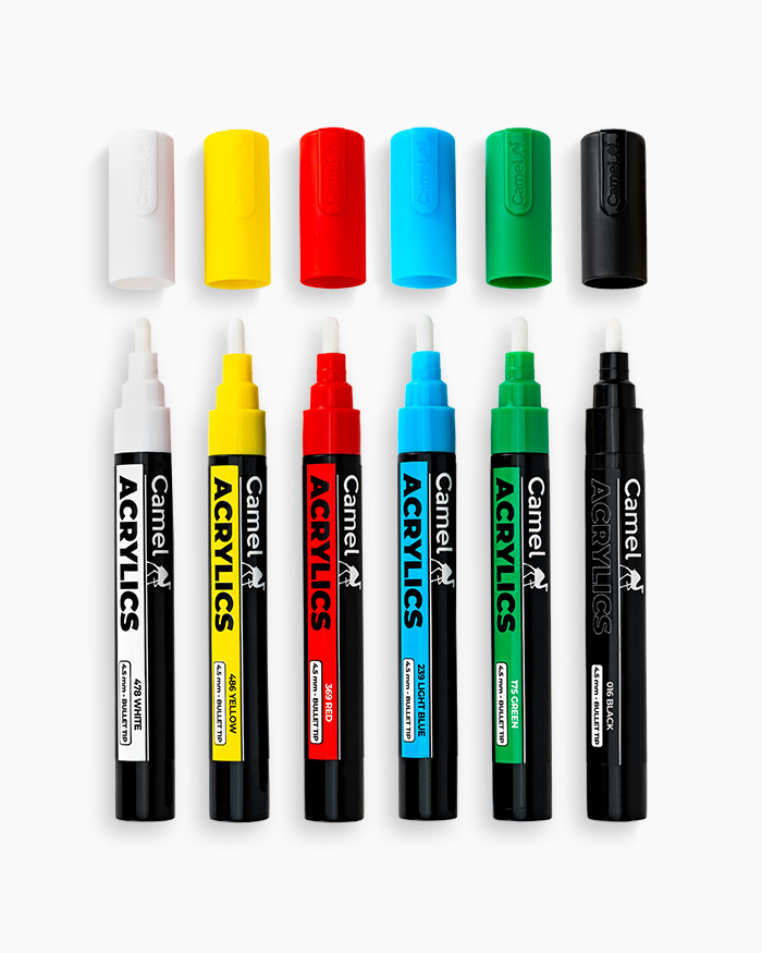 Camel Acrylic Markers Assorted pack of 6 shades