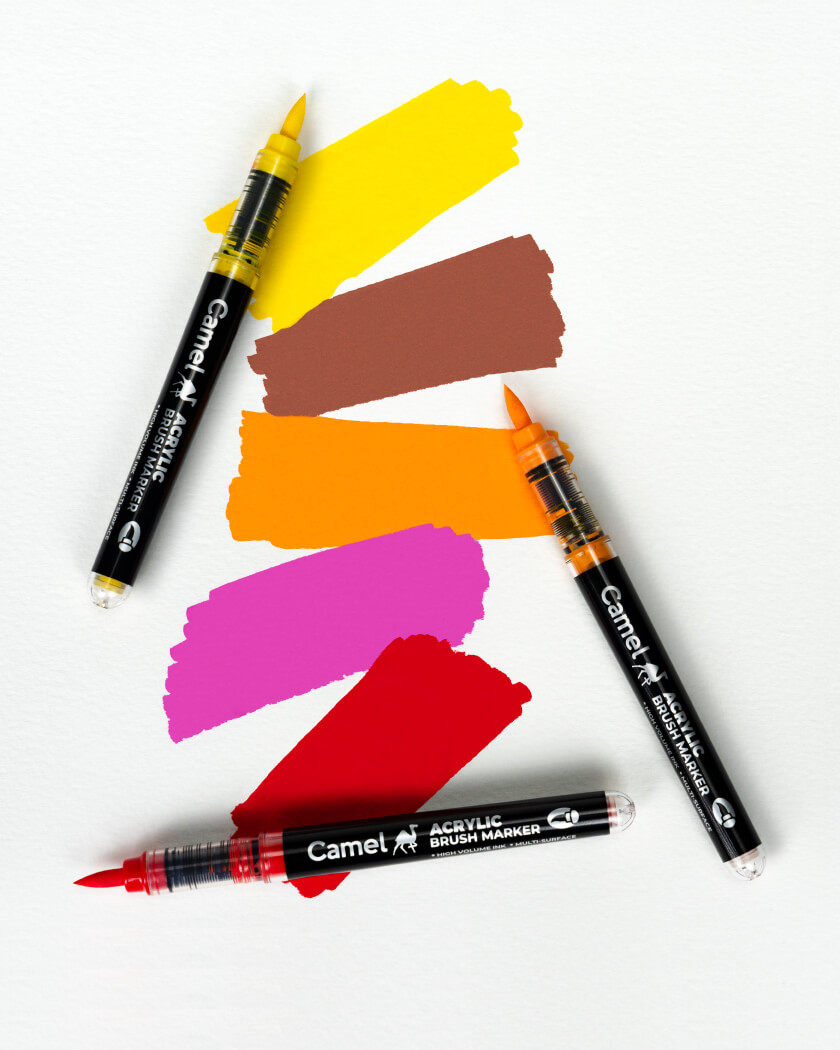 Camel Acrylic Brush Markers Assorted pack of 12 shades