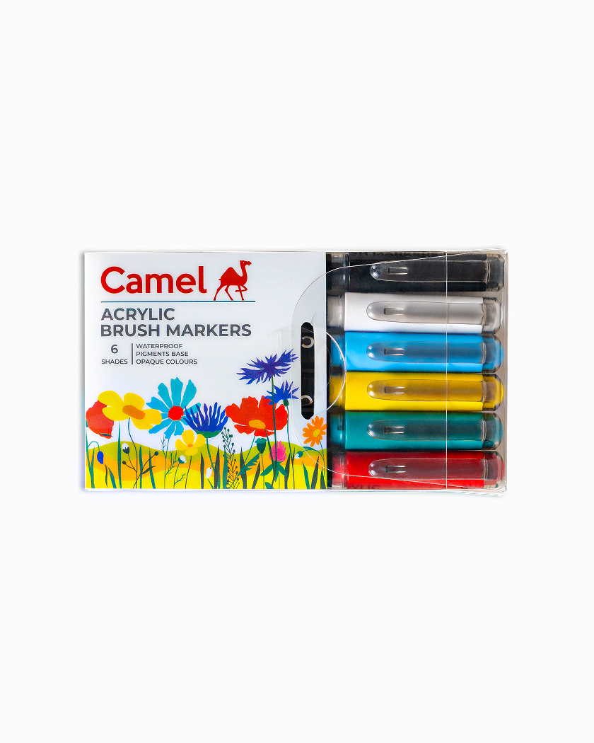 Camel Acrylic Brush Markers Assorted pack of 6 shades