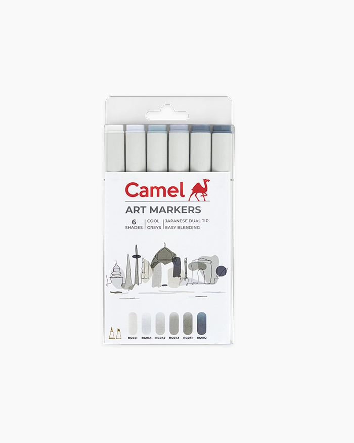 Camel Art Markers - Cool Greys assorted pack 6 shades - Cool Greys