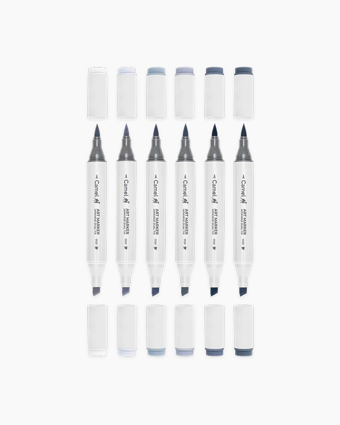 Camel Art Markers - Cool Greys assorted pack 6 shades - Cool Greys