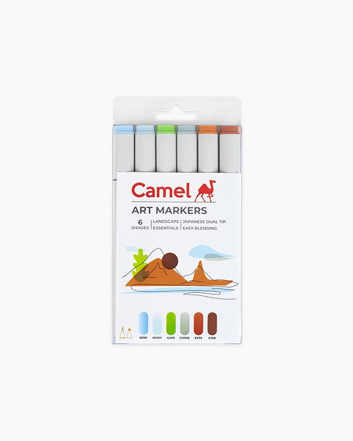 Camel Art Markers - Landscape Essentials Assorted pack 6 shades - Landscape Essentials