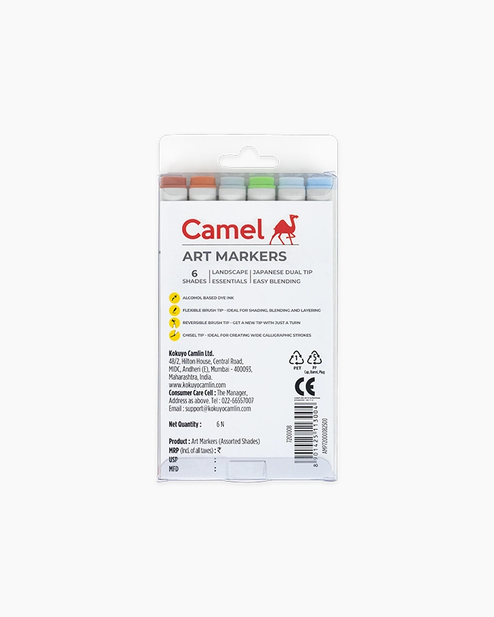 Camel Art Markers - Landscape Essentials Assorted pack 6 shades - Landscape Essentials