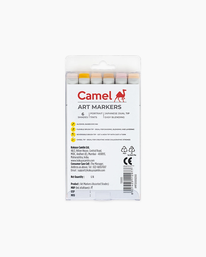 Camel Art Markers - Portrait Tints Assorted pack 6 shades - Portrait Tints