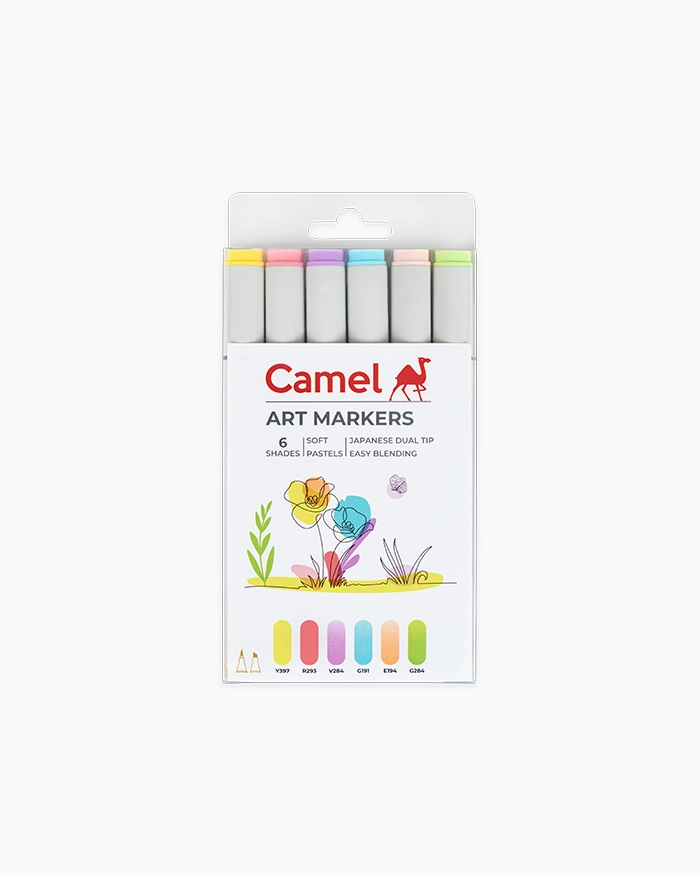 Camel Art Markers - Soft Pastels Assorted pack 6 shades - Soft Pastels 