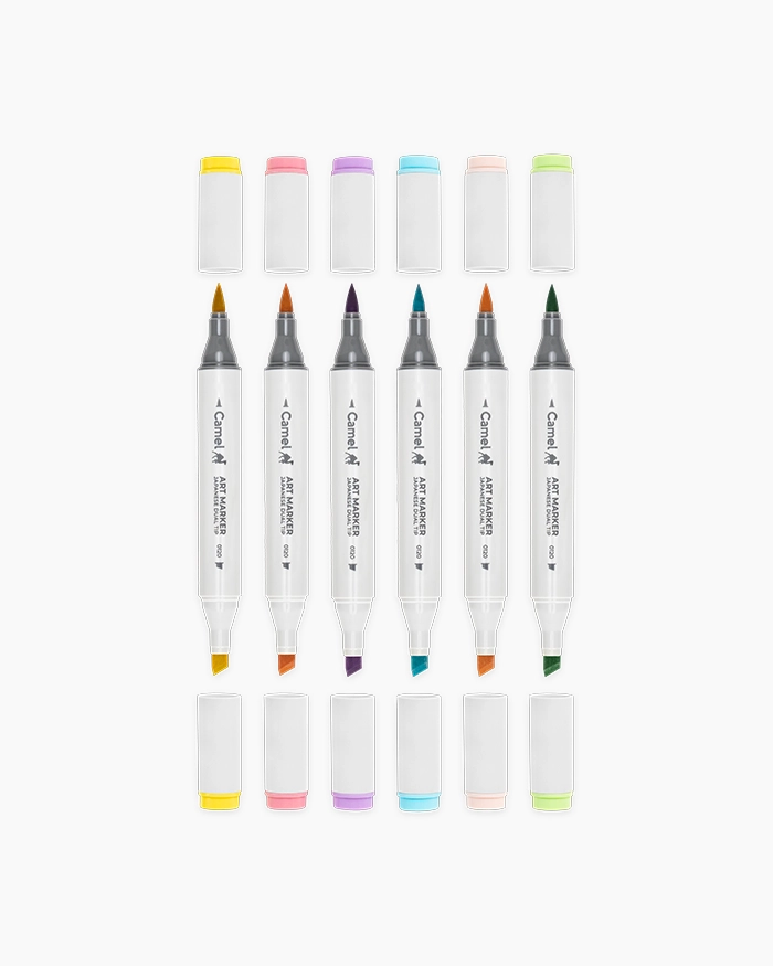 Camel Art Markers - Soft Pastels Assorted pack 6 shades - Soft Pastels 