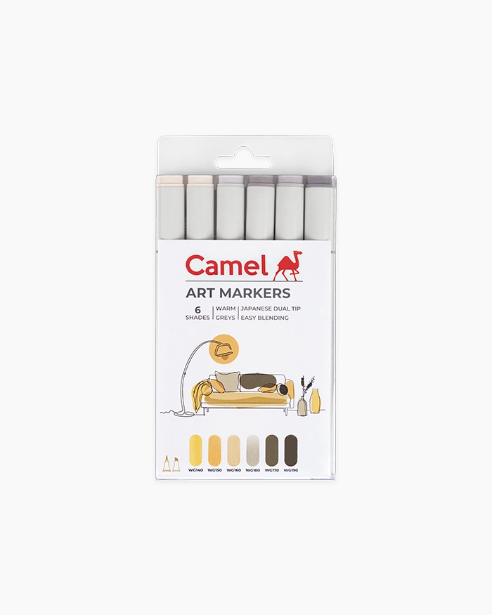 Camel Art Markers - Warm Greys Assorted pack 6 shades - Warm Greys