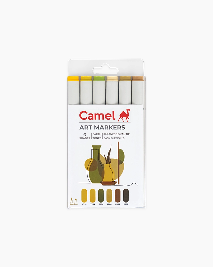 Camel Art Markers - Earth Tone Assorted pack 6 shades - Earth Tone