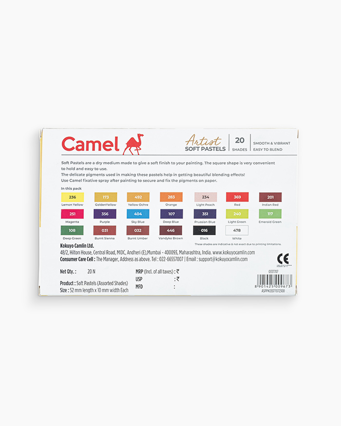 Camel Artist Soft Pastels Assorted pack of 20 shades