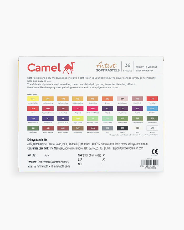 Camel Artist Soft Pastels Assorted pack of 36 shades