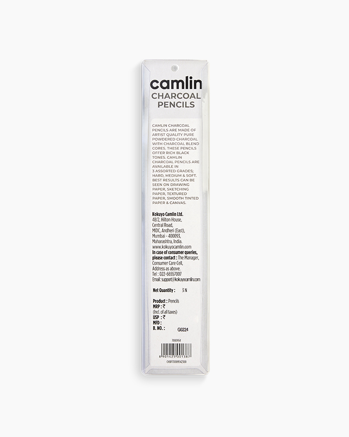 Buy Camlin Charcoal Pencils Assorted pack of 3 grades Online in