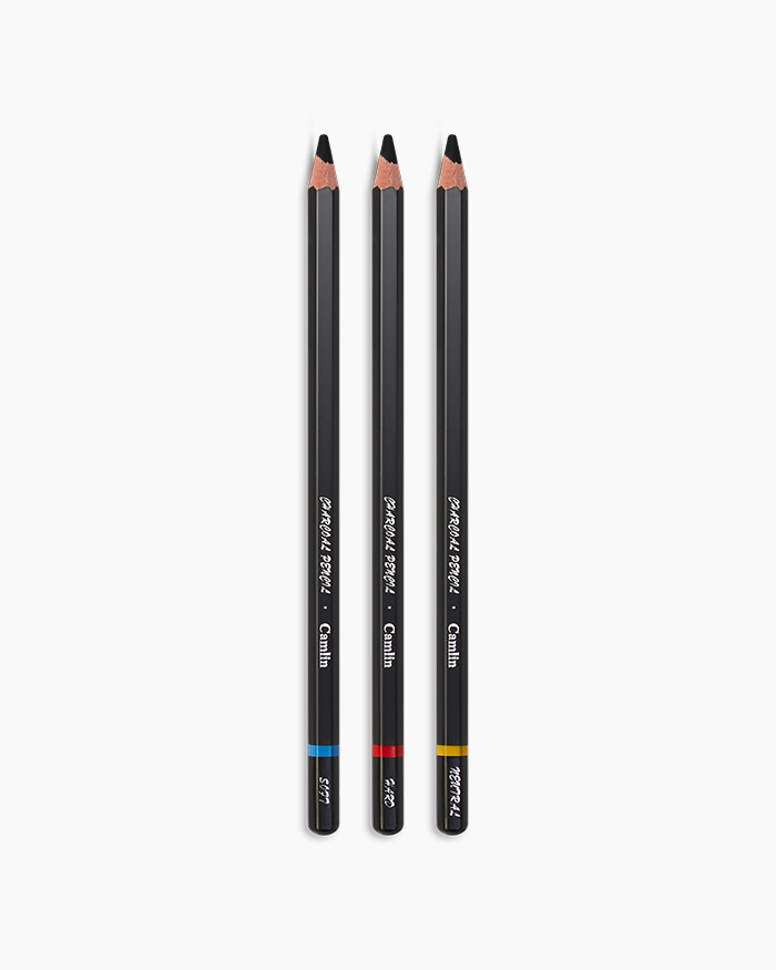 Definite 3Pc Camlin Charcoal Pencil, 2Pc White Pen