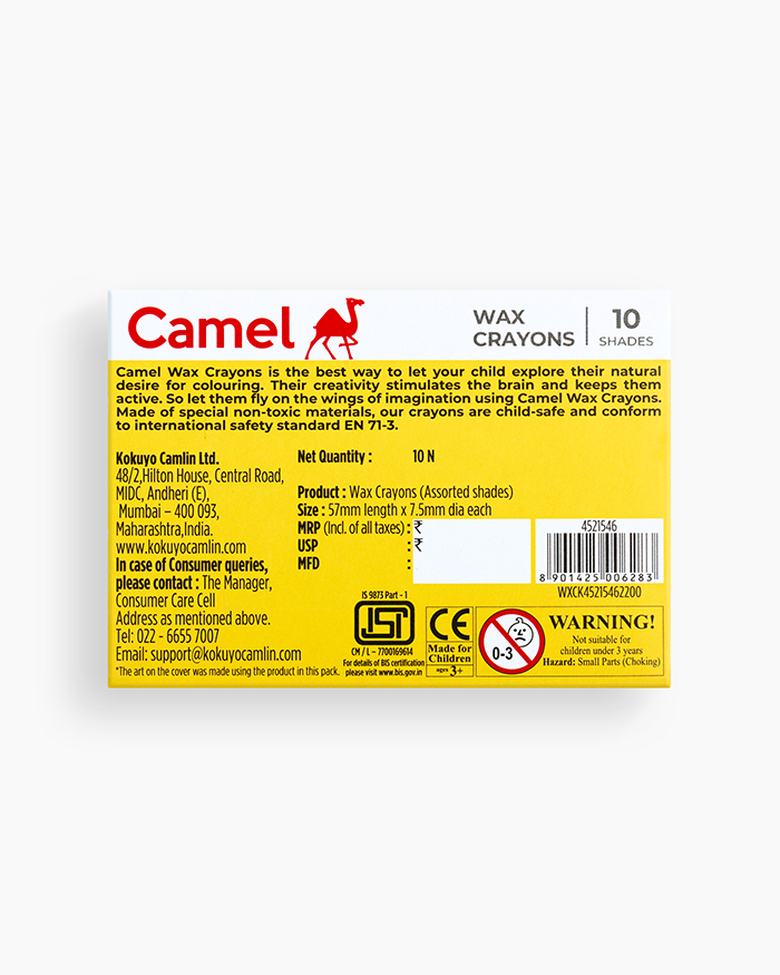 Camel Wax Crayons Assorted pack of 10 shades