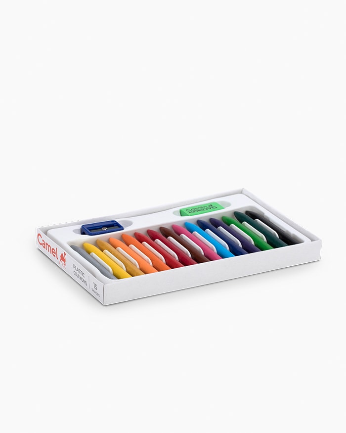 Camel Plastic Crayons Assorted pack of 15 shades, Round