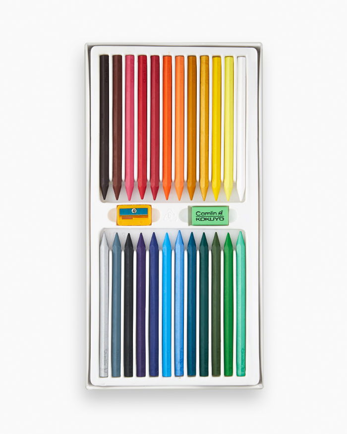 Camel Plastic Crayons Assorted pack of 24 shades, Hexagonal