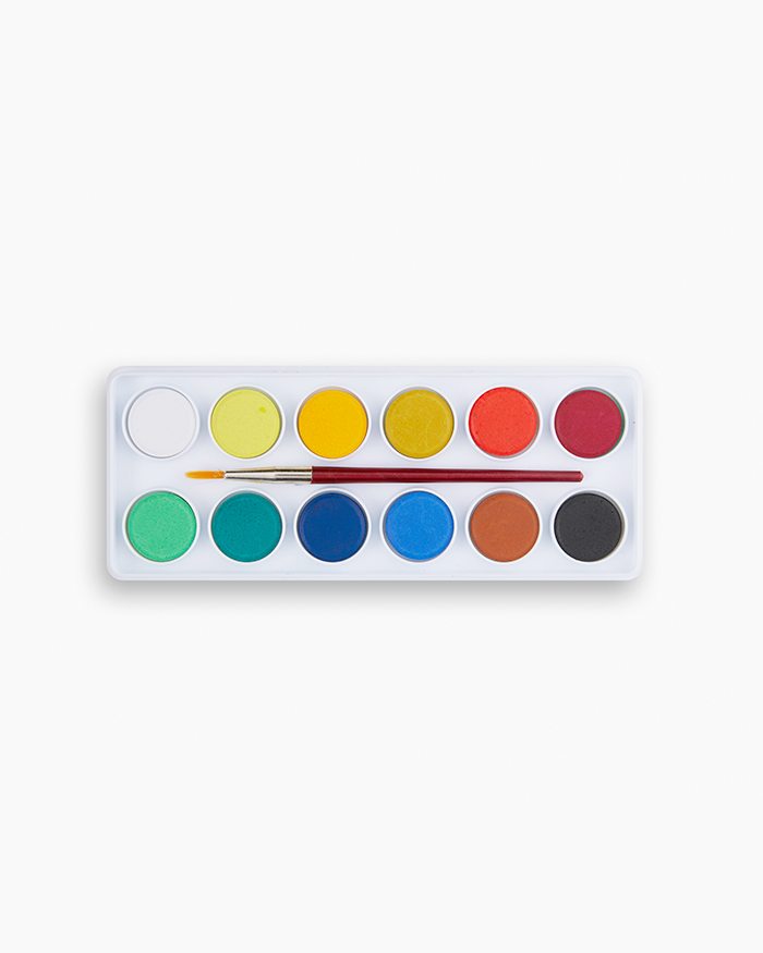 Camel Water Colours Assorted box of cakes, 12 shades with lens type lid
