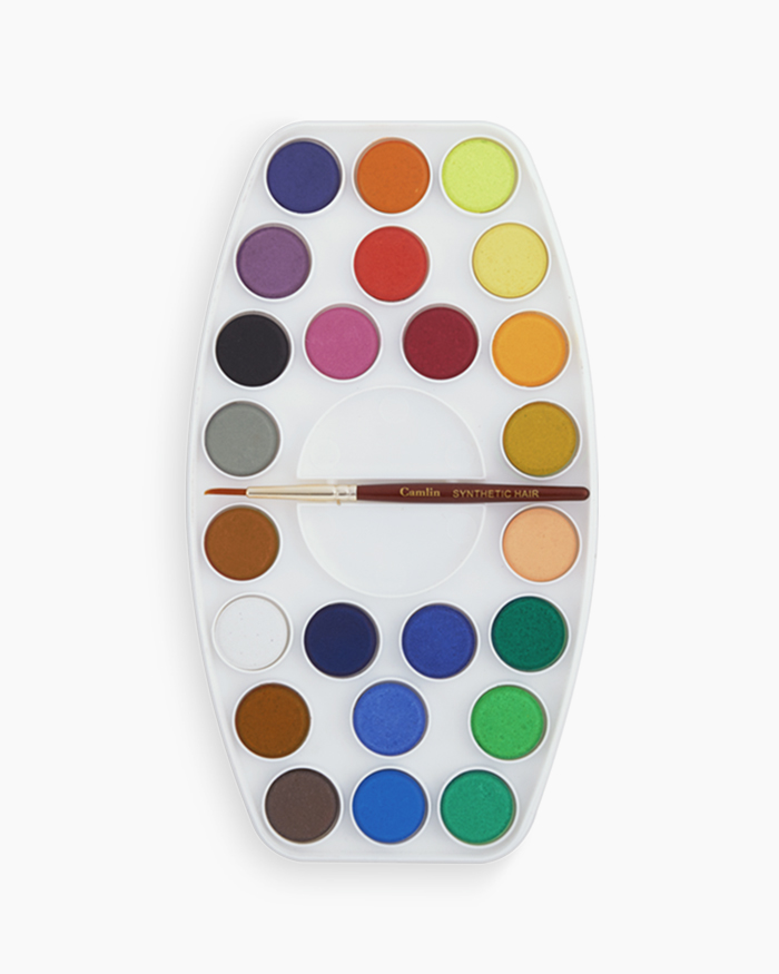 Camel Water Colours Assorted box of cakes, 24 shades with lens type lid