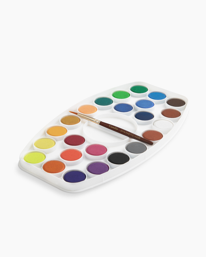 Camel Water Colours Assorted box of cakes, 24 shades with lens type lid