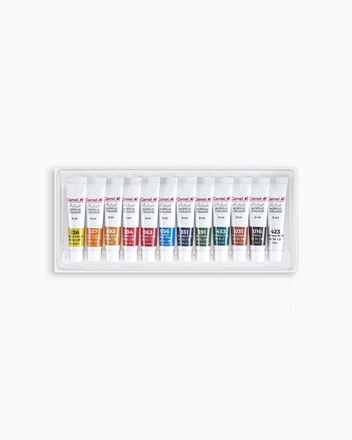 Camel Artist Acrylic ColoursAssorted pack of 12 shades in 9 ml